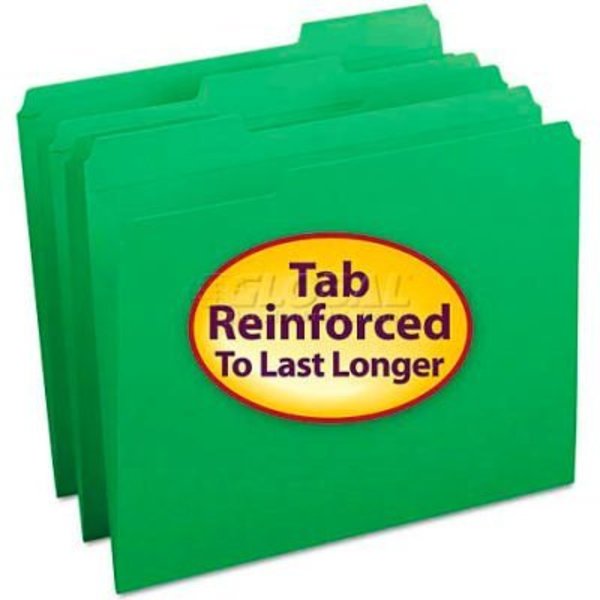 Smead Smead® File Folders, 1/3 Cut, Reinforced Top Tab, Letter, Green, 100/Box 12134